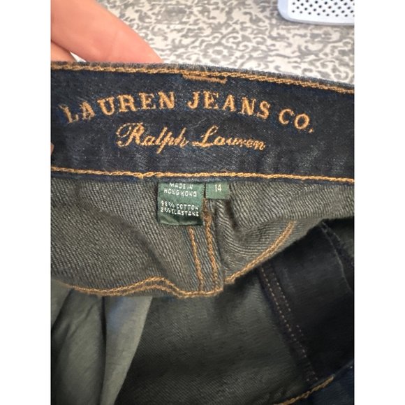 Ralph Lauren jeans dark wash slightly distressed size women's 14 - Picture 2 of 9